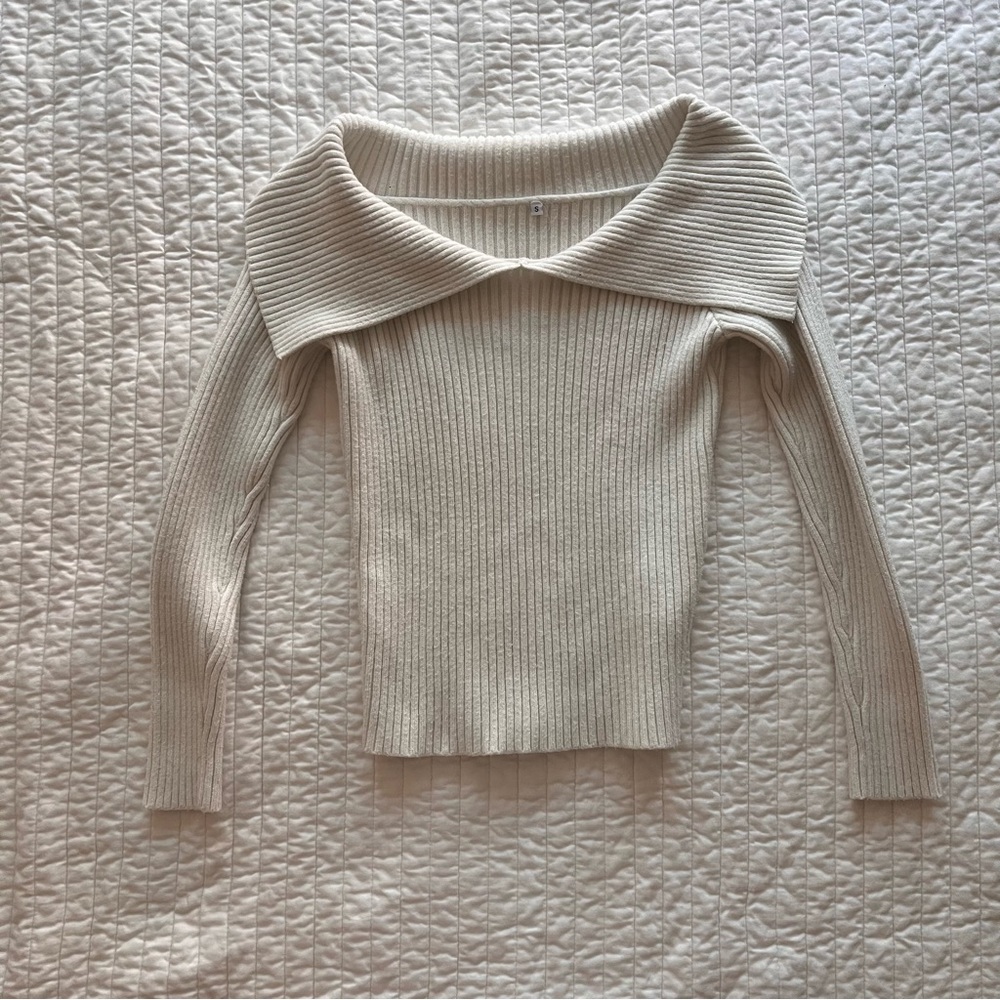 Off the shoulder knit sweater